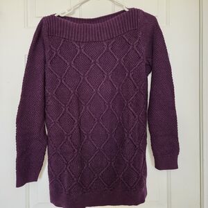 LOFT Textured Knit Purple Sweater